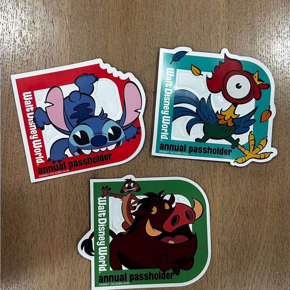 Disney Character Passholder Magnets - Stitch, Hei Hei, Timon, limbs